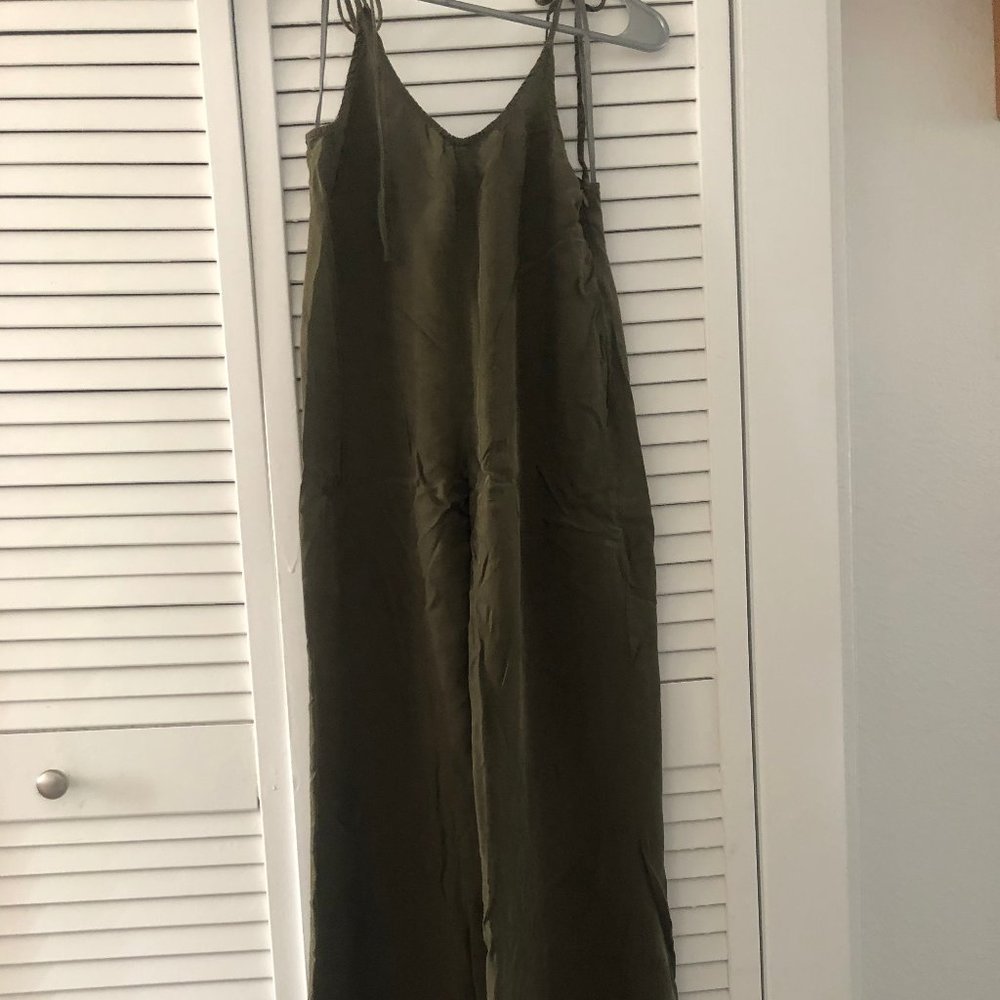 Army Green Tie Jumpsuit